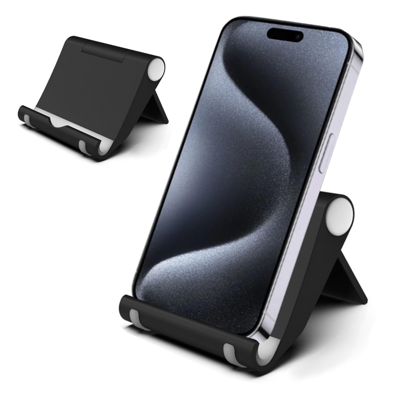 MOELECTRONIX Cell phone stand smartphone holder for Google Pixel 8 Pro 7 Pro 7A 6A 6 5A 4 XL 3a 3 XL | Table cell phone holder stand base | Desk holder foldable A1 Black