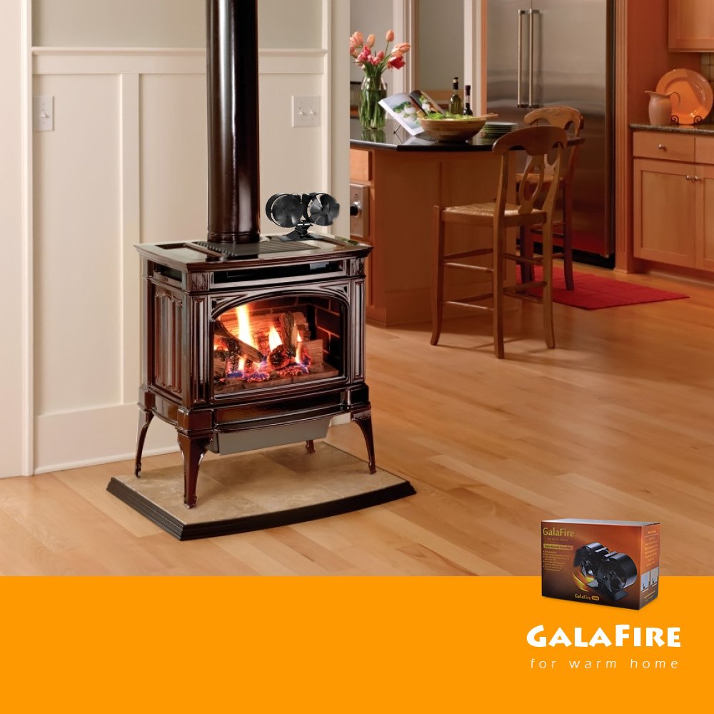 Galafire Wood Stove Fan 8 Blades Twin Motors Heat Powered Eco Stove Fan Fuel Cost Saving
