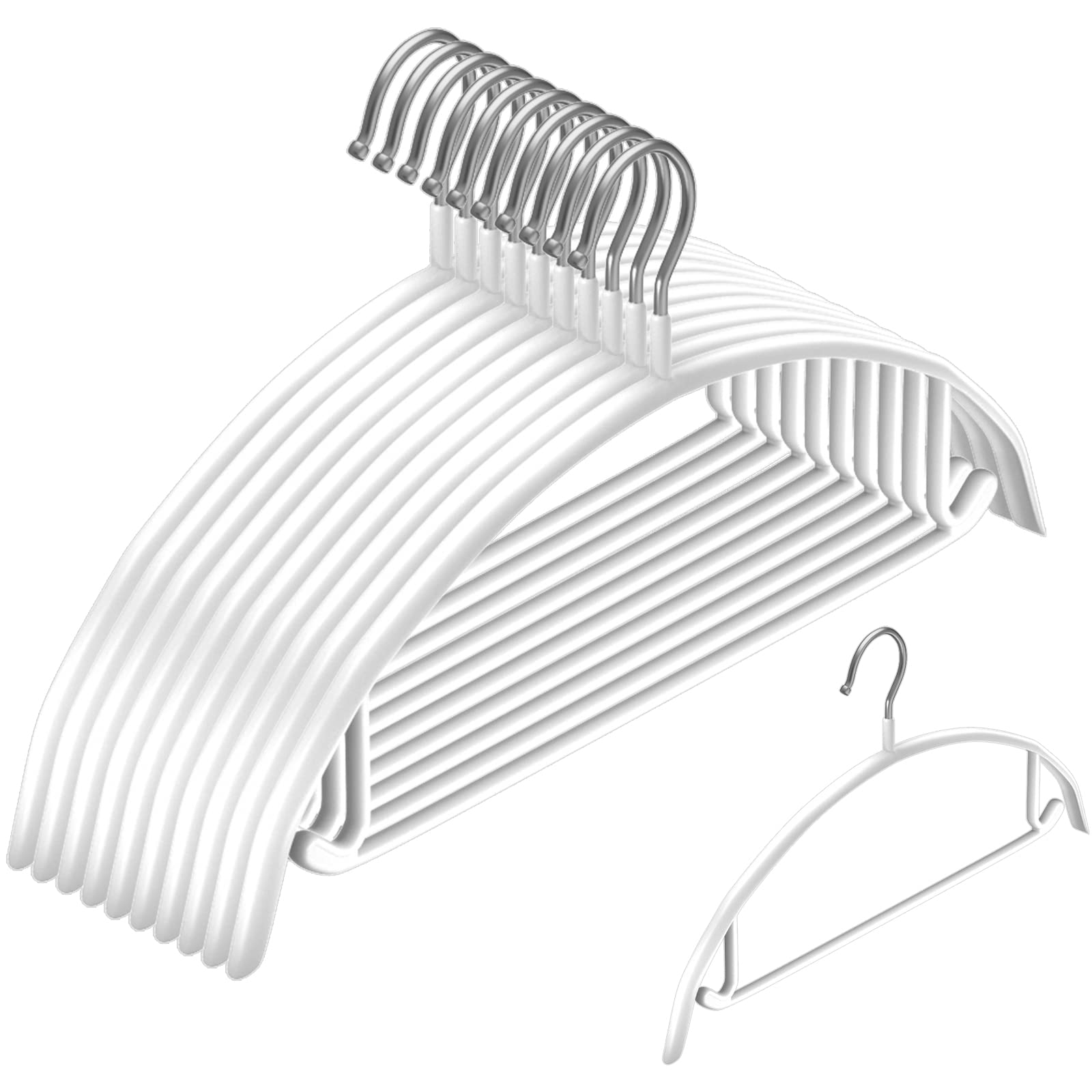 MIGABER ハンガー すべらない ハンガー かたくずれ防止 洗濯物干し ハンガー ハンガー 洗濯 ハンガー 収納 跡がつかないハンガー ハンガー おしゃれ 滑らない 滑り落ちない はんがー スーツ ハンガー パンツハンガー 型崩れ防止 衣類 ズボン 乾湿両用 人気ランキング (10, ホワイト)商品画像