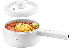 Olega 1.6L Electric Hot Pot, Non-stick Mini Electric Ramen Cooker, Portable Sauté Pan for Ramen, Eggs, Soup,Hot Pot, Oatmeal Spaghetti Dorm College