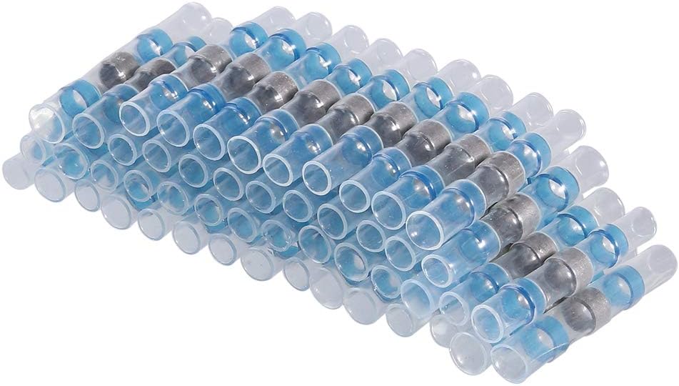 Tanice 50PCS Heat Shrink Solder Sleeves Electrical Wire Butt Terminals Non Crimp Connectors for for Automotive Marine Boat Truck Trailer Wiring