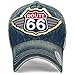 ililily Route 66 Wing Logo Patch Denim Mesh Back Snapback Hat Baseball Cap (ballcap-1081-1)
