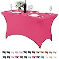 Hezuzo Spandex Table Cover for 4FT Table Universal Fitted Stretch Tablecloth for Party, Banquet, Wedding and Events-Hot Pink
