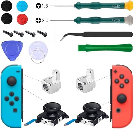 Hopopower 2 Pack Joy Con Analog Joystick Thumb Stick Rocker 3d For Joy Con Replacement With Repair Tool 2 Metal Lock Buckles For Nintendo Switch Amazon Co Uk Pc Video Games