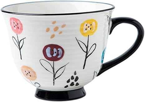 Amazon Co Jp 磁器カップ ファッション手描きのイラストコーヒーカップ絶妙な水のコップパーソナリティホーム朝食カップの女の子セラミックマグカッグ屋外 ピクニック375ml 344g セラミックマグ Color Black Home Kitchen