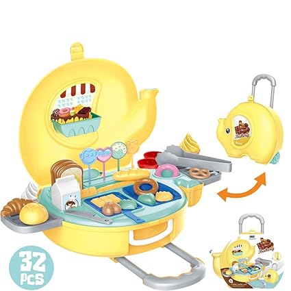 FidgetGear Children Cartoon Kitchen Cooking Utensils Ice Cream Candy Set Play House Trolley Case Toy Chocolate