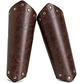 HOEACXY Leather Bracers for Men - Viking Embossed Medieval Arm Archery Guard Gauntlet Costumes