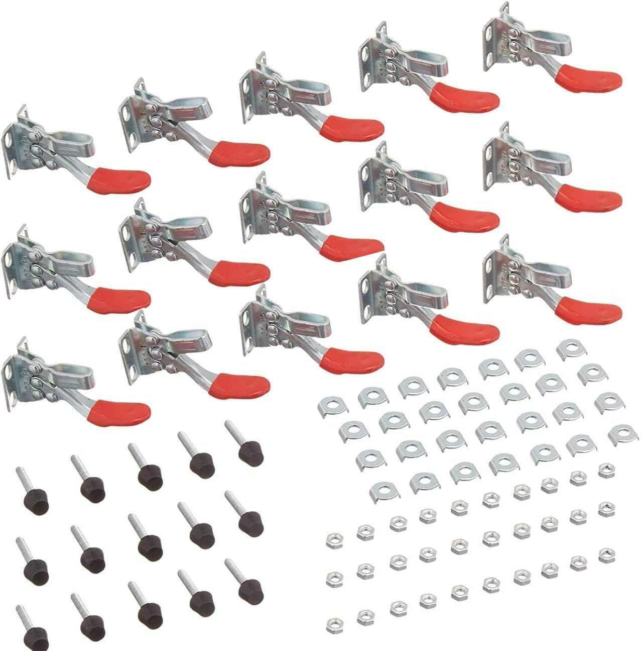 Lostwry Toggle Lever Tensioners, 15pc 201 Quick Release Set Toggle Clamp, 59 lbs Capacity, Non-Slip, Horizontal, Red