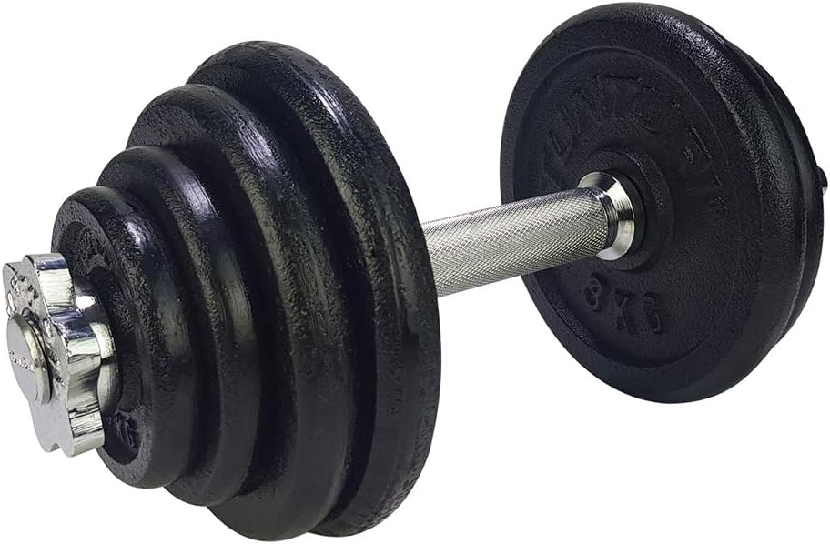 TunturiUnisex Adult 1 Bar Screw Dumbbell Set - Black, 10 kg