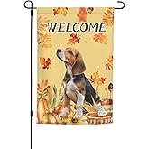 Autumn Fall Beagle Dog Pumpkin Harvest Garden Flag Welcome Party Outdoor Outside Decorations Picks Home House Garden Yard Decor 12x18 Inch
