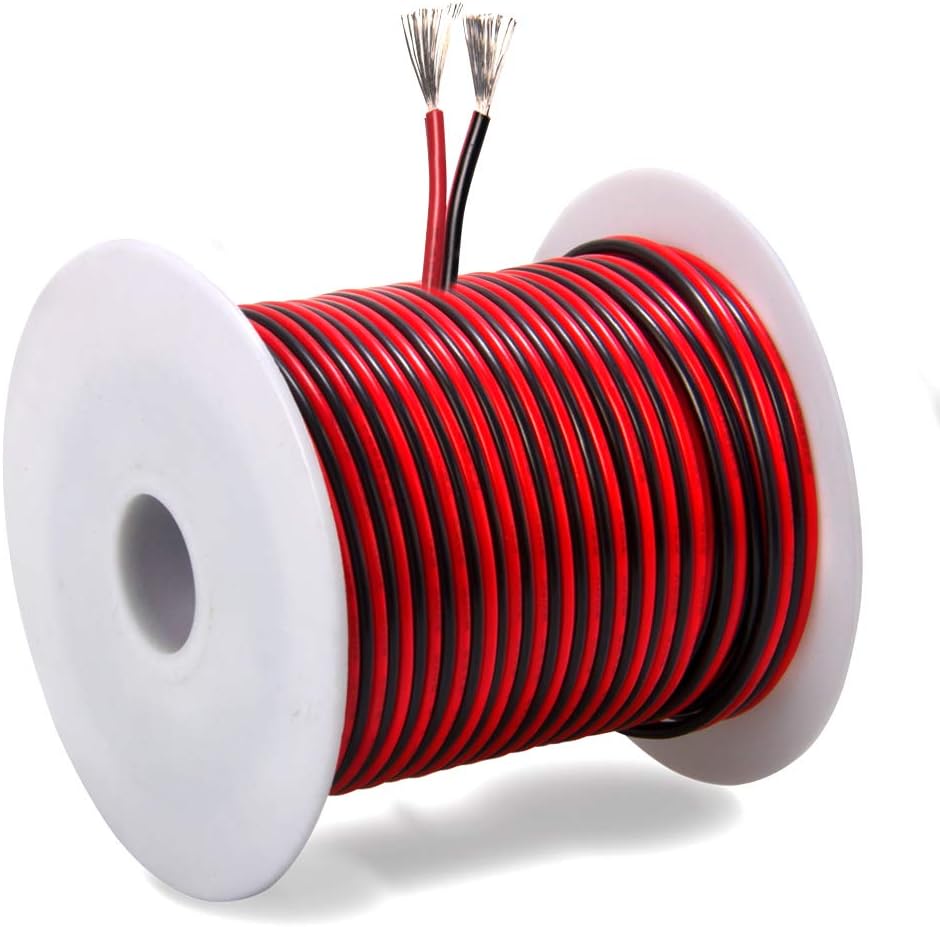 100FT 18 AWG Gauge Electrical Wire, DC 12V Hookup Red Black Copper Stranded Auto 2 Cord, Flexible Extension Cable with Spool for LED Ribbon Lamp Light or Low Voltage Products by MILAPEAK: Industrial & Scientific