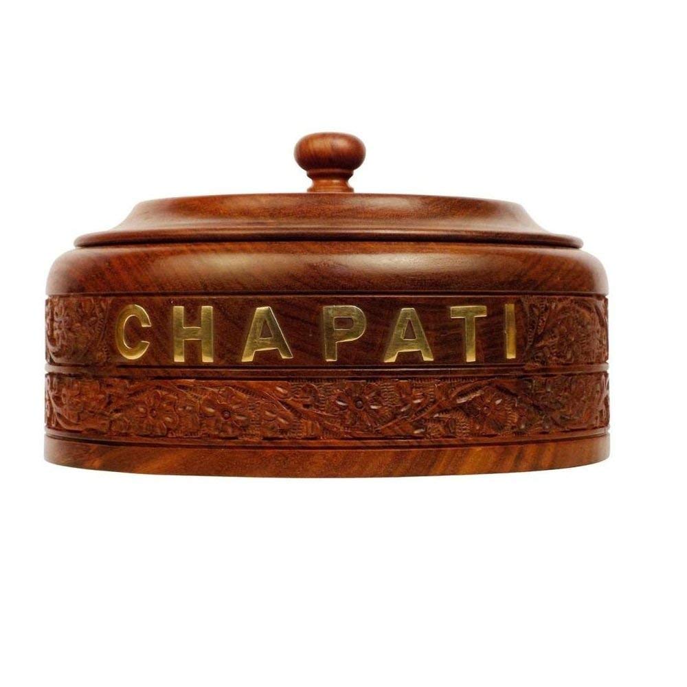 Buy Home Decore Wooden Antique HandCarved Chapati Box, Hot Pot for Roti
