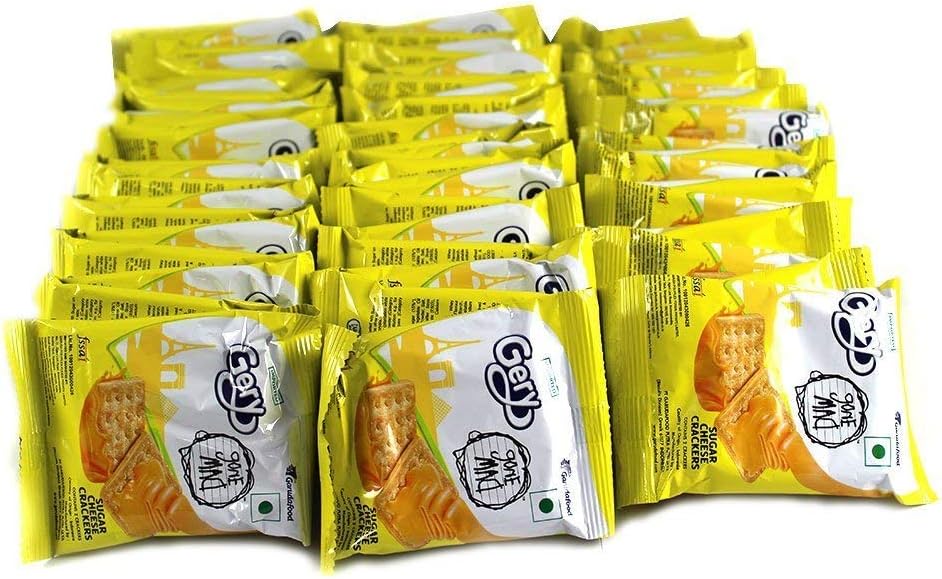 Gery Gone Mad Sugar Cheese Crackers - Crispy Biscuit Snack with Cheese Spread - Each Pack contains 2 Crackers (20 Grams x Pack of 40)