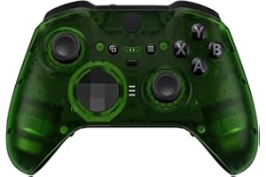 eXtremeRate Clear Green Replacement Faceplate Cover for Xbox One Elite Controller Series 2 (Model 1797), Custom DIY Front Housing Shell Case & Accent Rings for Xbox Elite Series 2 Core Controller