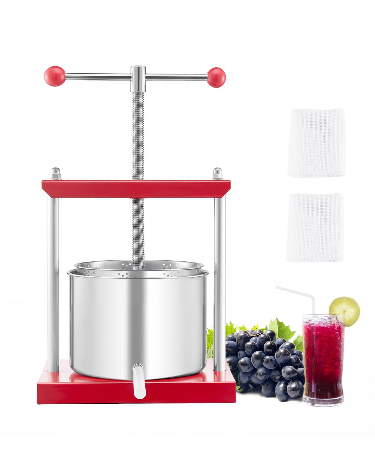 VEVOR 1.6 Gal/6L Fruit Wine Press, 2 Stainless