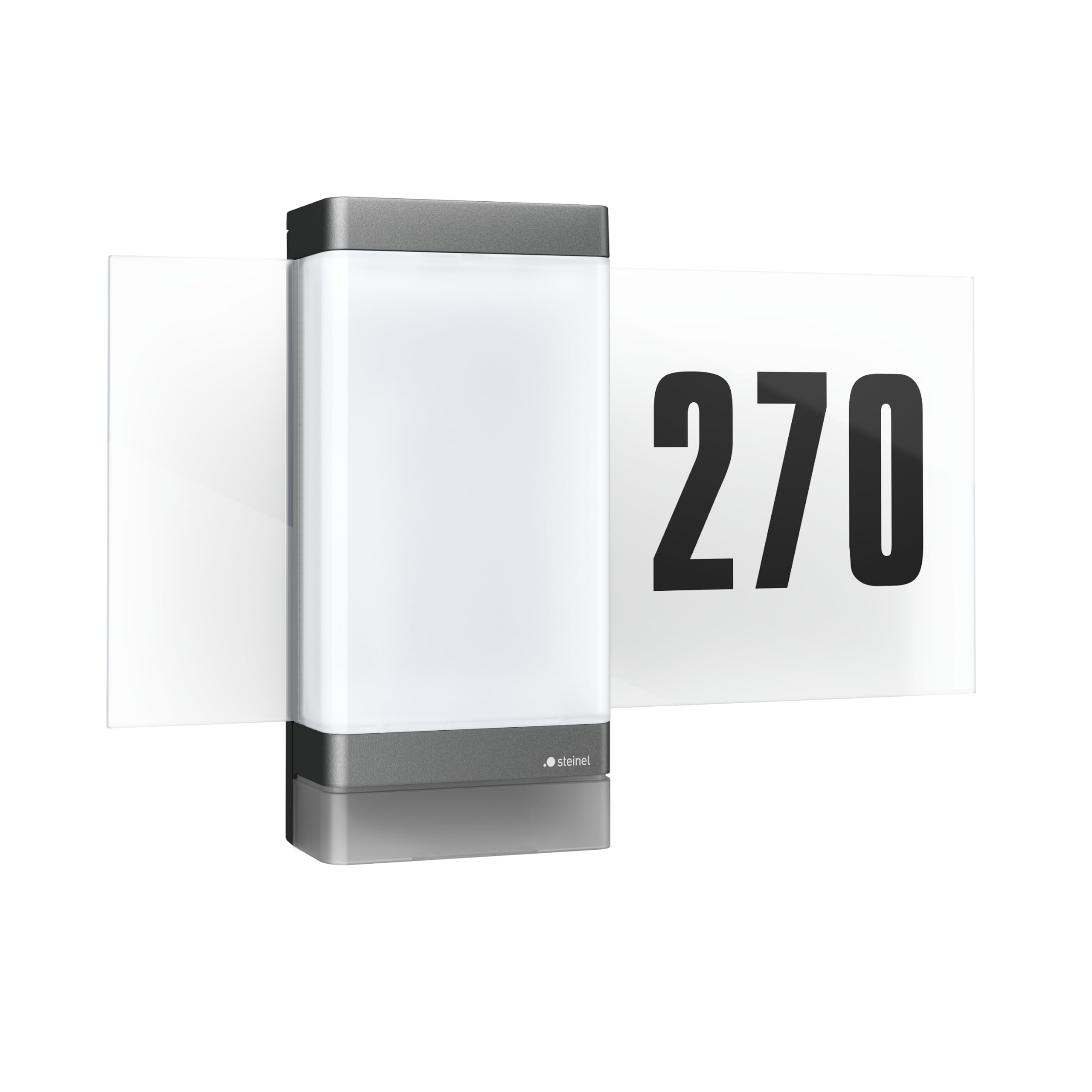 STEINEL Smart LED House Number Light L 270 SC, Light up House Number Plaque, Motion Sensor Light, Soft Light Start, Outdoor Wall Light, Remote Control via App, Anthracite
