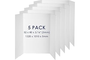 NAVY PENGUIN Trifold Poster Board Foam Core 52 x 40 x 3/16" (5mm) - 5 Pack - Large Poster Foam Board, Acid Free, Double Sided, Posterboard Foamboard for Mounting, Prints, Art, Display, Presentation and Projects