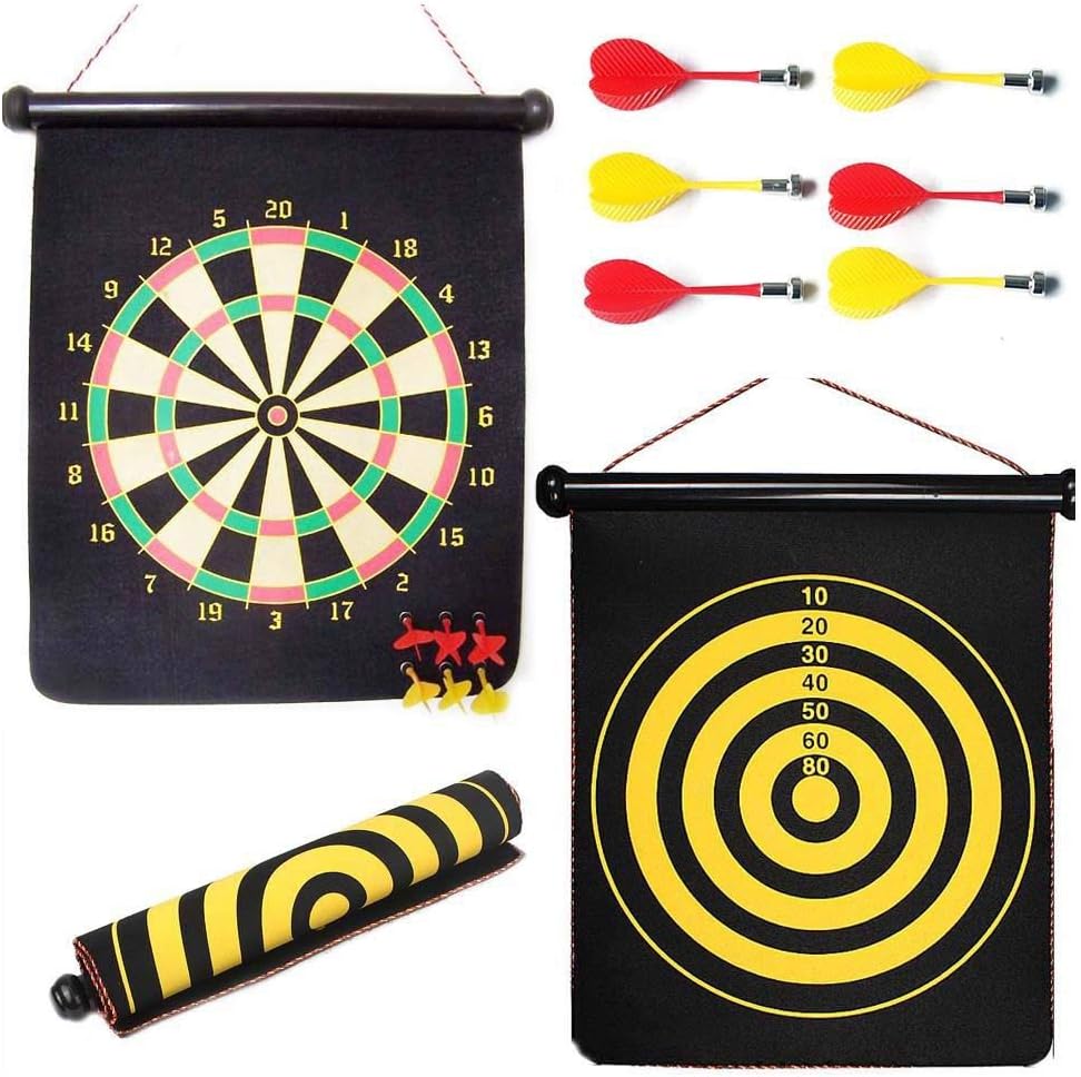 Grids London Dartboard Dart Board Set with 6 Darts Target Game