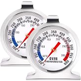 Anvin Oven Thermometers Large Dial Oven Grill Monitoring Cooking Thermometer with Dual-Scale 50-300&deg;C/100-600&deg;F for BBQ Baking, Hooks or Stands Alone Thermometers Durable Steel (Pack of 2)