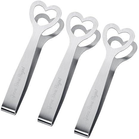 Anpro 3 x Edelstahl Zuckerzange Hochzeit Favorisiert Servierzange Für Zucker Salat Brot, Silber, EINWEG