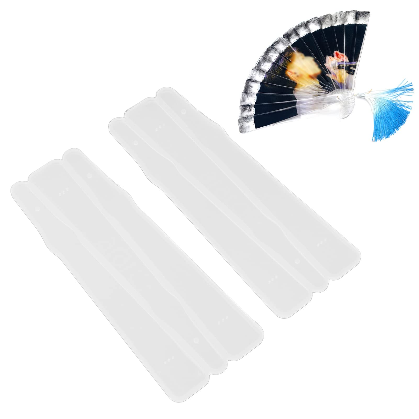 Resin Folding Fan Mold,2 Pcs Epoxy Resin Molds DIY Crystal Three Dimensional Mirror Personalized Silicone Mold for Create Art Resin Straight Handheld Fan