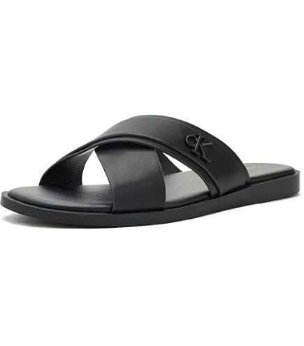 NWT Calvin Klein Ethan Men Black Leather Slide Sandals Size 11 M Calvin Klein Black Slide Sandals for Men for sale | eBay main image 3