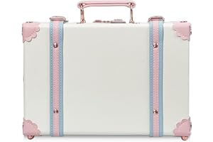 Unitravel Baby Keepsake Case, Handmade Memory Storage Box, Newborn Keepsake Box, Vintage Suitcase for Baby Shower, Baptism, Naming Ceremony or Birthday (cream white, 13")