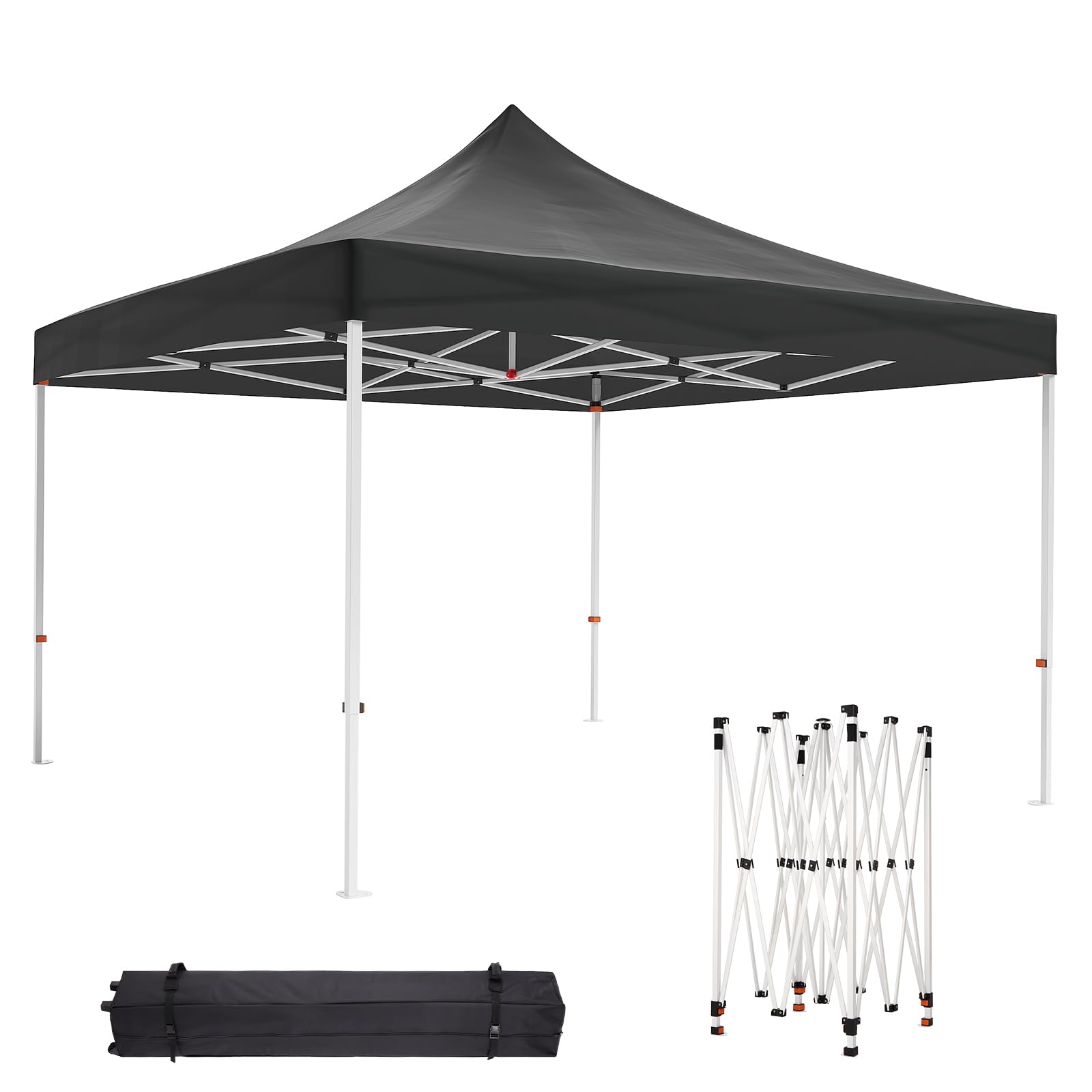 Photo 1 of 10 x 10 FT Pop Up Canopy Tent, Commercial Grade Instant Canopy, Heavy Duty Canopy Shelter with Roller Bag, All Season Outdoor Sun Shade for Patio, Backyard, Bench, Garden, Black