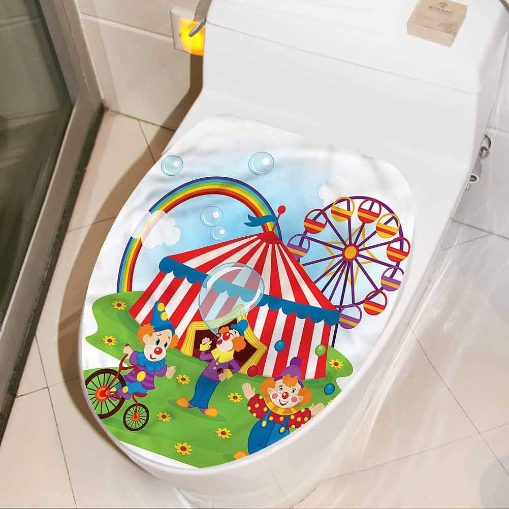 Toilet Decor Circus Fun Circus Scene Clowns House Decoration Wallpaper 3d Toilet Funny Bathroom Seat Decor 17 X 21 Inch Amazon Com