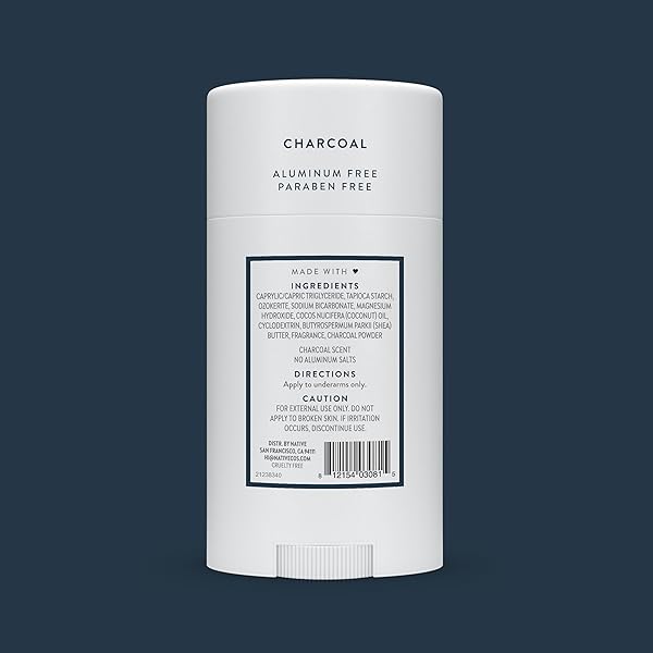 NATIVE DEODORANT | NATURAL DEODORANT FOR MEN, ALUMINUM FREE WITH BAKING SODA, PROBIOTICS, COCONUT OIL AND SHEA BUTTER | CHARCOAL