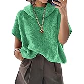 ZDC Womens Oversized Turtleneck Sweaters Short Batwing Sleeve Casual Slouchy Loose Fit Lightweight Pullover Knit Tops