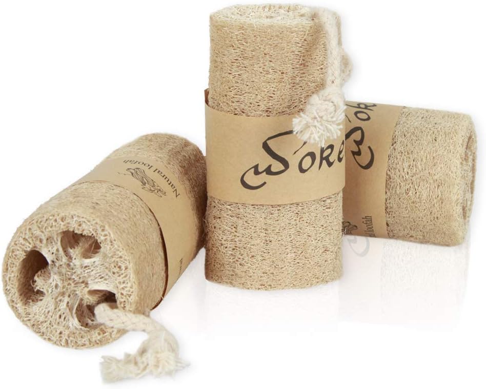 3 Pack Farm natural organic loofah sponge Skin cleansing skin exfoliation Bathing and Back caring spa body shower Puff Scrubber Lofa Loofa Luffa Loffa Daily skin care