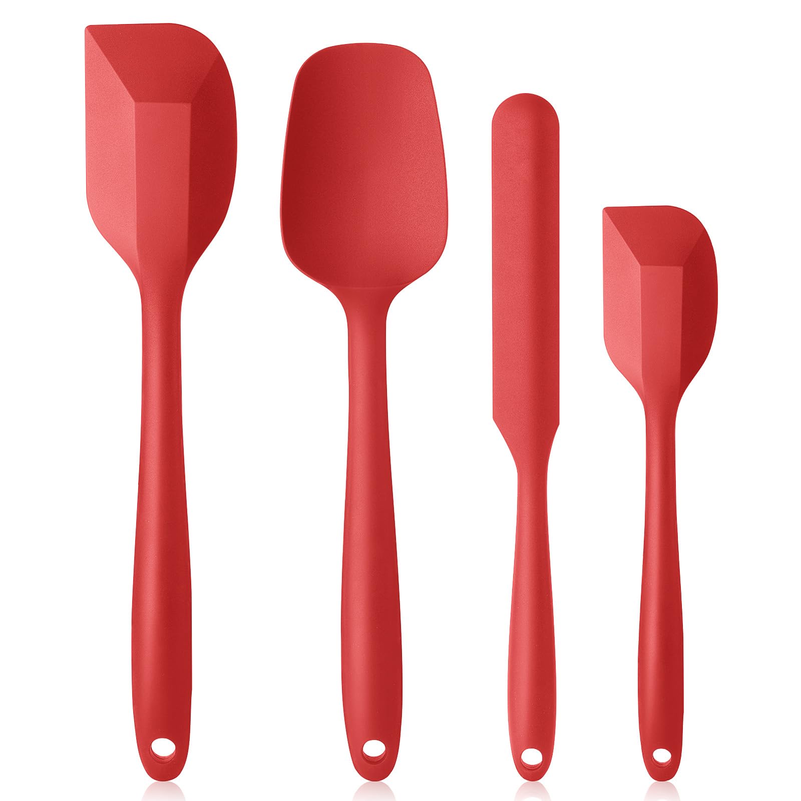 Vicloon Silicone Spatulas Spoons Set, Silicone Kitchen Utensils Including Rubber Spatula, Non-Stick and Heat Resistant for Cooking, Baking and Mixing (Red - 4Pcs)