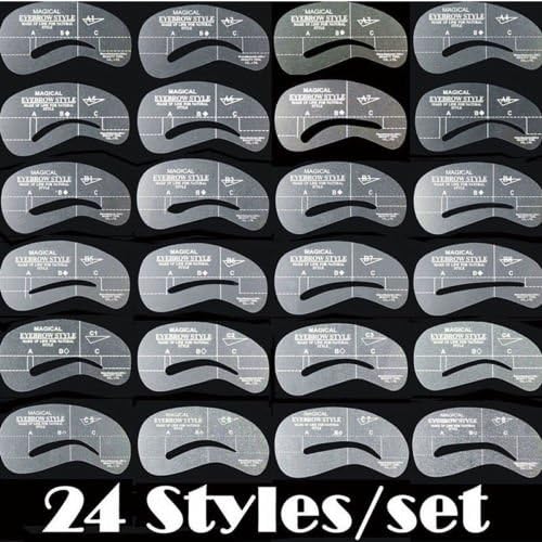 Diansts(TM) Eyebrow Shaping Stencils Grooming Kit Makeup Shaper Set Template Tool 24 Styles