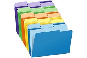V-OPITOS Two-Tone Color File Folders, 15 Pack Letter Size Folders with 5 Assorted Colors, 1/3-Cut Tabs, School Office Supplies