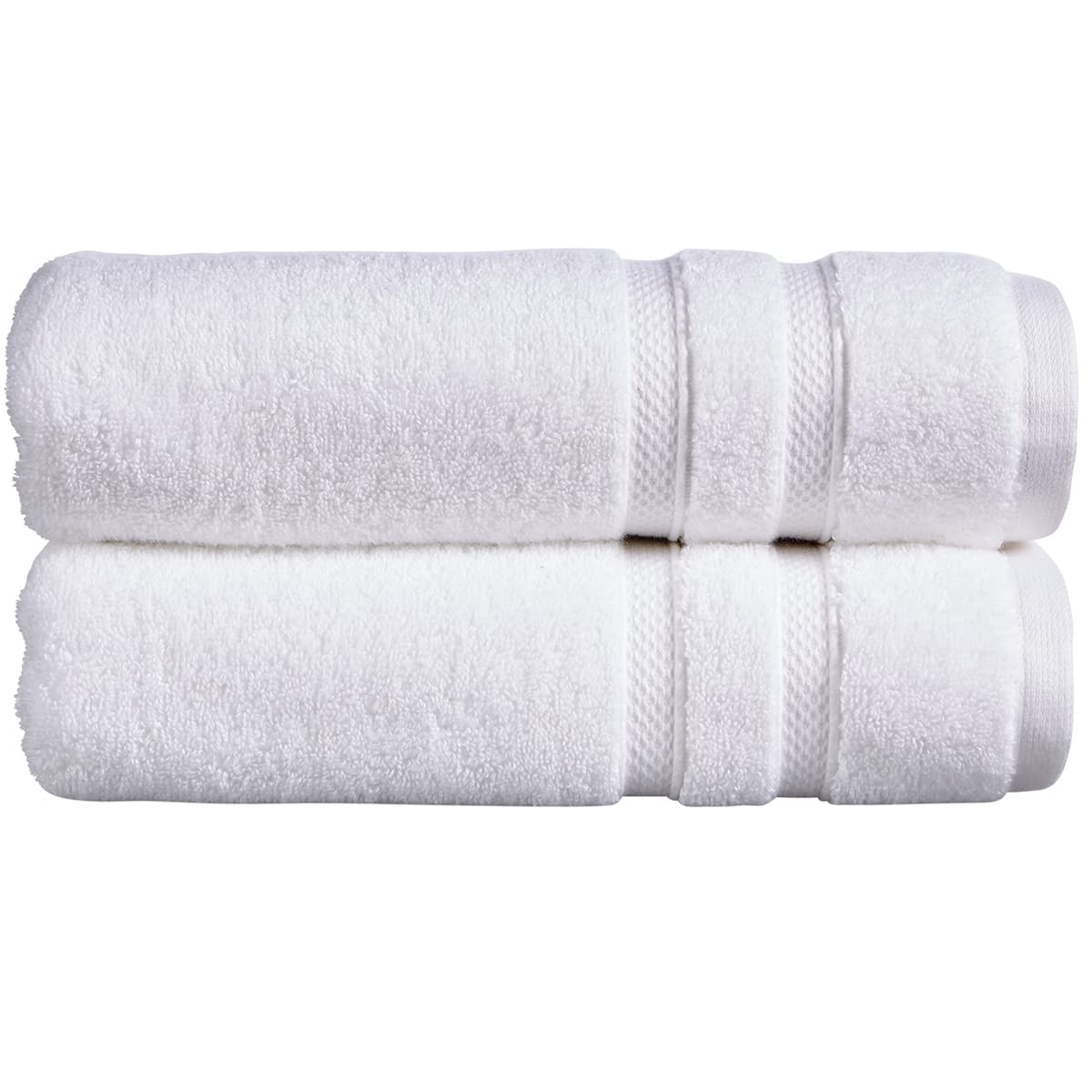Christy Chroma Bath Sheets | Set of 2 | Highly Absorbent Heavyweight 675GSM | Bold and Bright | Soft Velvety Smooth Bathroom Shower Towels | 100% Cotton | Sustainably Made | White — image 1