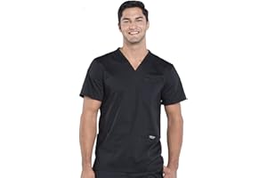 Cherokee Scrub top for Men V-Neck with 3 Pockets, Knit Details, Soft, Durable, Breathable, 2-Way Stretch Fabric - WW670