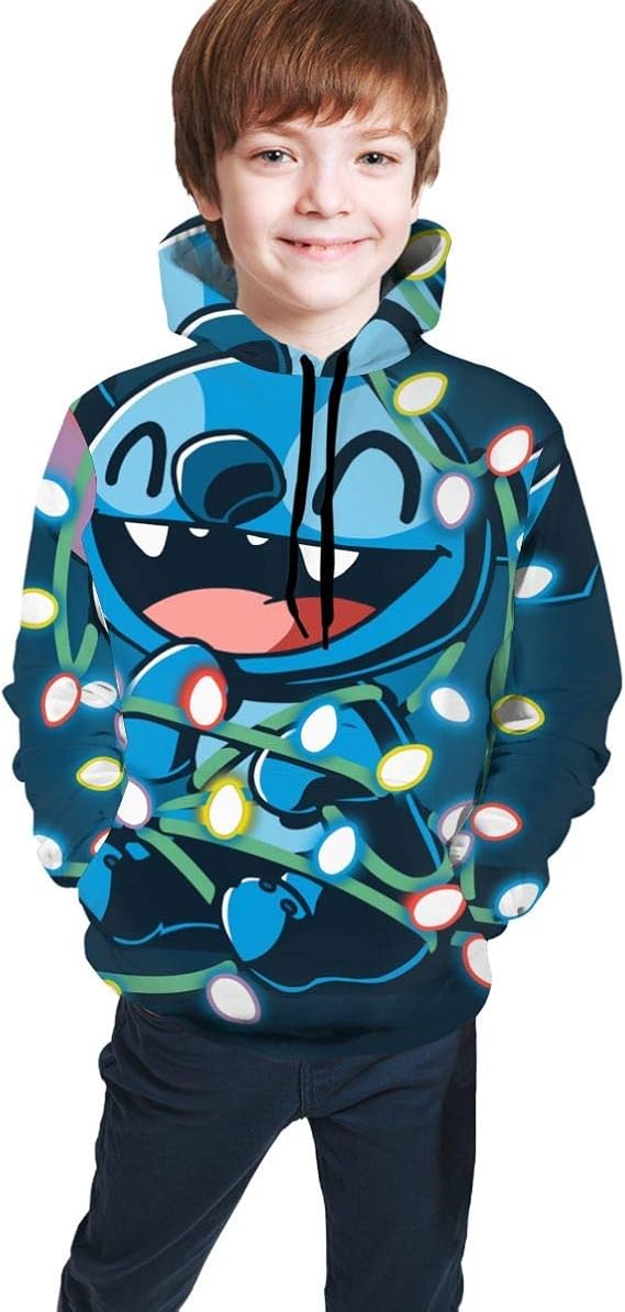 Amazon スティッチ かわいい パーカー 子供服 カジュアル 個性的 プリント 人気 流行り 冬 春 長袖 ヒップホップ 春 秋 冬 プルオーバー スウェットシャツ スポーツ Tシャツ 男女兼用 キッズ ボーイズ トレーナー パーカー 通販