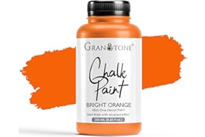GRANOTONE Chalk Paint for Furniture | Matt-Finish Water-Based Acrylic Paint for Wood, Walls, Metal, Glass, Paper, Fabric Canvas | Maximum Coverage Chalk Paint for Kids & Adults, 250 Ml (BRIGHT ORANGE)