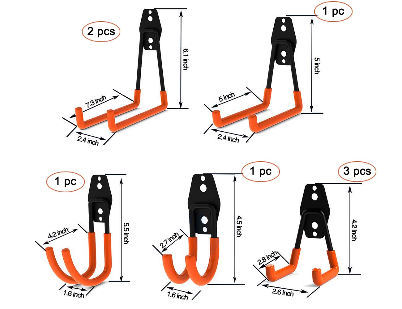 Ganci Da Parete DOITOOL Per Garage | Confezione Da 1 | In Metallo Nero | Per Appendere Bici, Scale E Attrezzi - 2