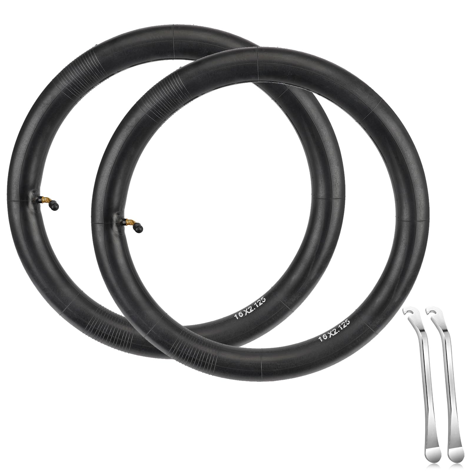 MGDC Pack of 2 high-performance 16 inch inner tubes, 16 inch electric bicycle tubes with angled valve stem for replacement electric scooter and children's bicycle/electric bicycle/bicycle inner tube tyre