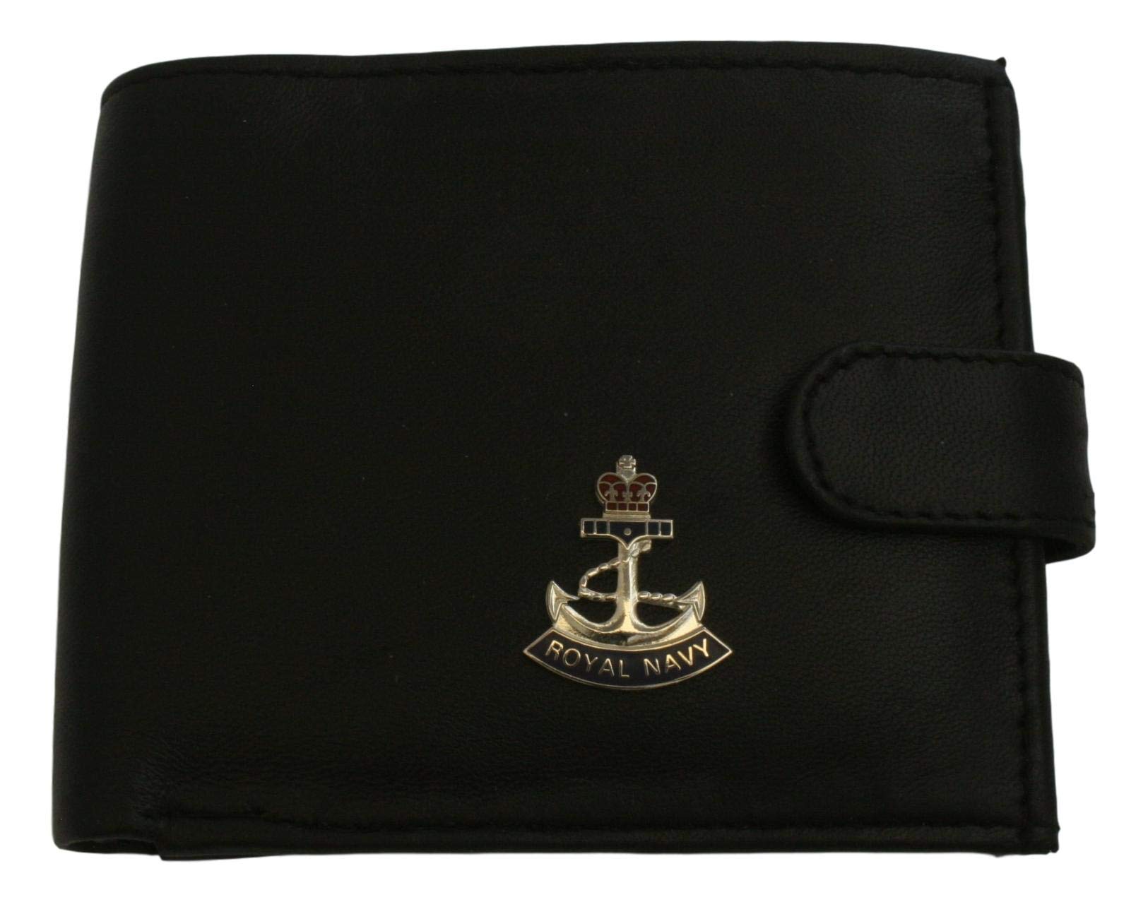 Royal Navy Anchor Black Leather Mens Wallet RFID Protection ME1