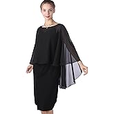 Baoqiya Chiffon Capes Sheer Capelets Long Cape Poncho For Women Plus Size