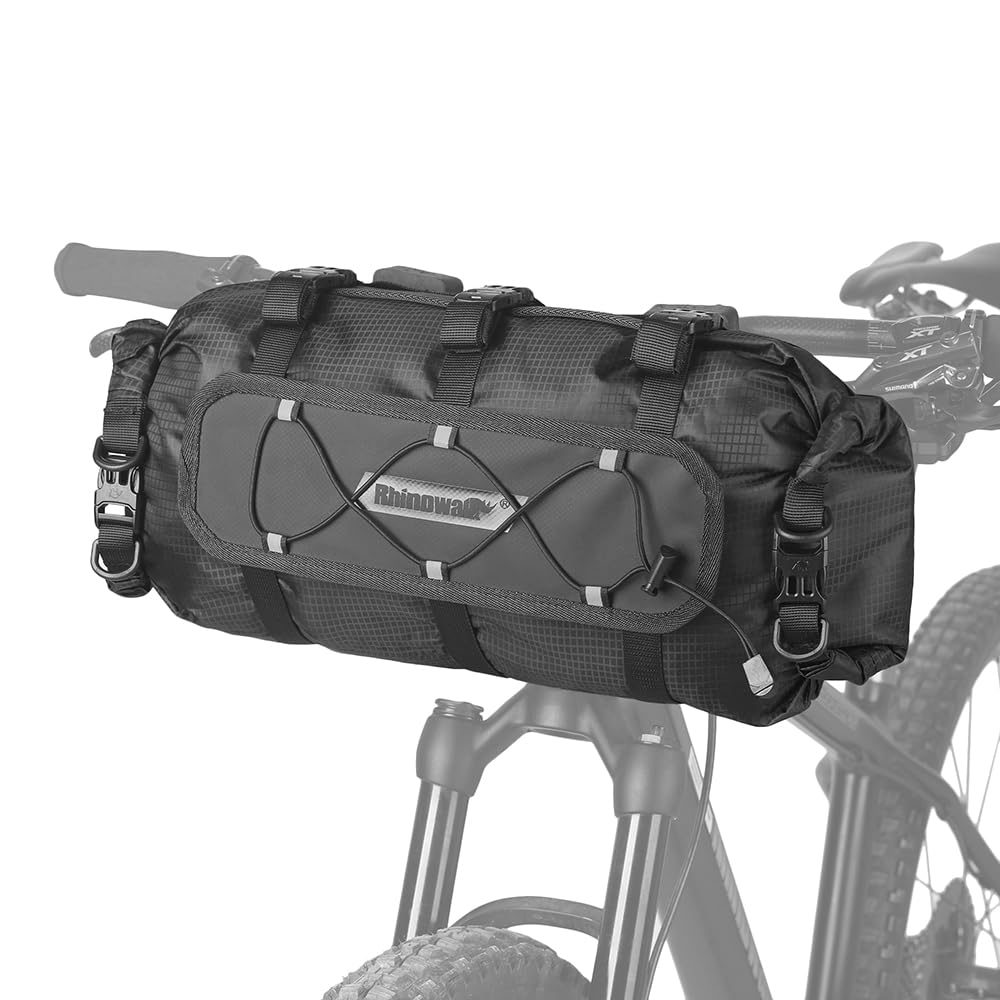 Rhinowalk Bike Handlebar Bag Bicycle Front Bag Lightweight Waterproof Roll Bag 12L with Shoulder Strap for Mountain Road Bike Cycling Accessories