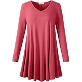 LARACE Long Sleeve Tunics Tops Plus Size for Women V Neck Loose Fit Flowy Clothing for Leggings