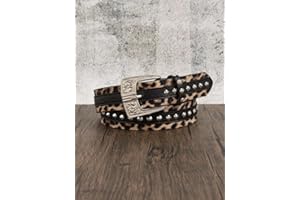 Men's Leopard Print Punk Y2k Rivet Casual Belt Suitable for Daily Jeans
