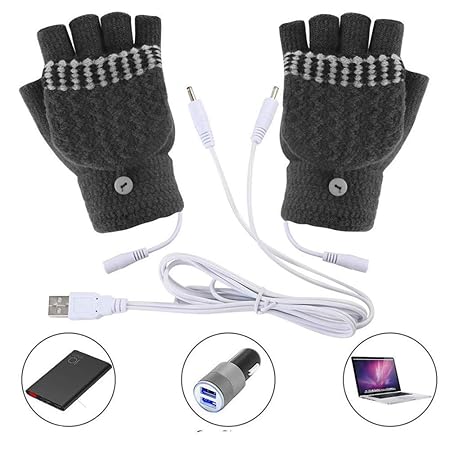 bescita Winter Warm Frau ???? Männer Handschuhe, Beheizte USB-Handschuhe, bis 45 °C, Entnehmbare Heiz-Elemente (Beheizbare Ta