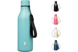 Konokyo Insulated Water Bottle with Strap,18oz Double Wall Stainless Steel Vacuum Bottles Metal Water Flask,Turquoise