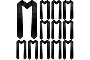 Geyoga 12 Pieces Unisex Graduation Stole Bulk Sublimation Blank Grad Sash Plain Graduate Honor Stole, 70 Inches(Black)