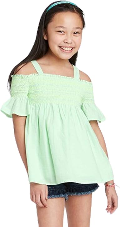 smocked cold shoulder top